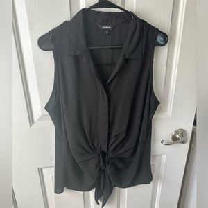 Black express tank top styled blouse, size large